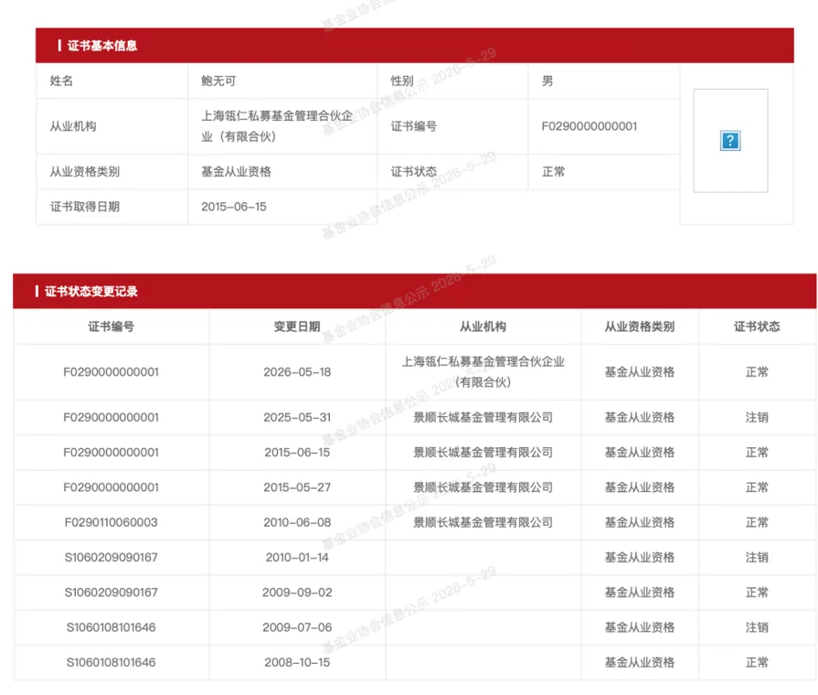 沉寂一年“再出发”!原百亿公募老将鲍无可正式“奔私”,加盟瓴仁投资